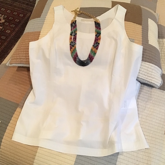 MaxMara Tops - MaxMara White Cotton Top Tailored US 12